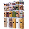 Airtight Food Storage Containers Set, Vtopmart 15pcs Plastic Kitchen and Pantry Organization Canisters, Black