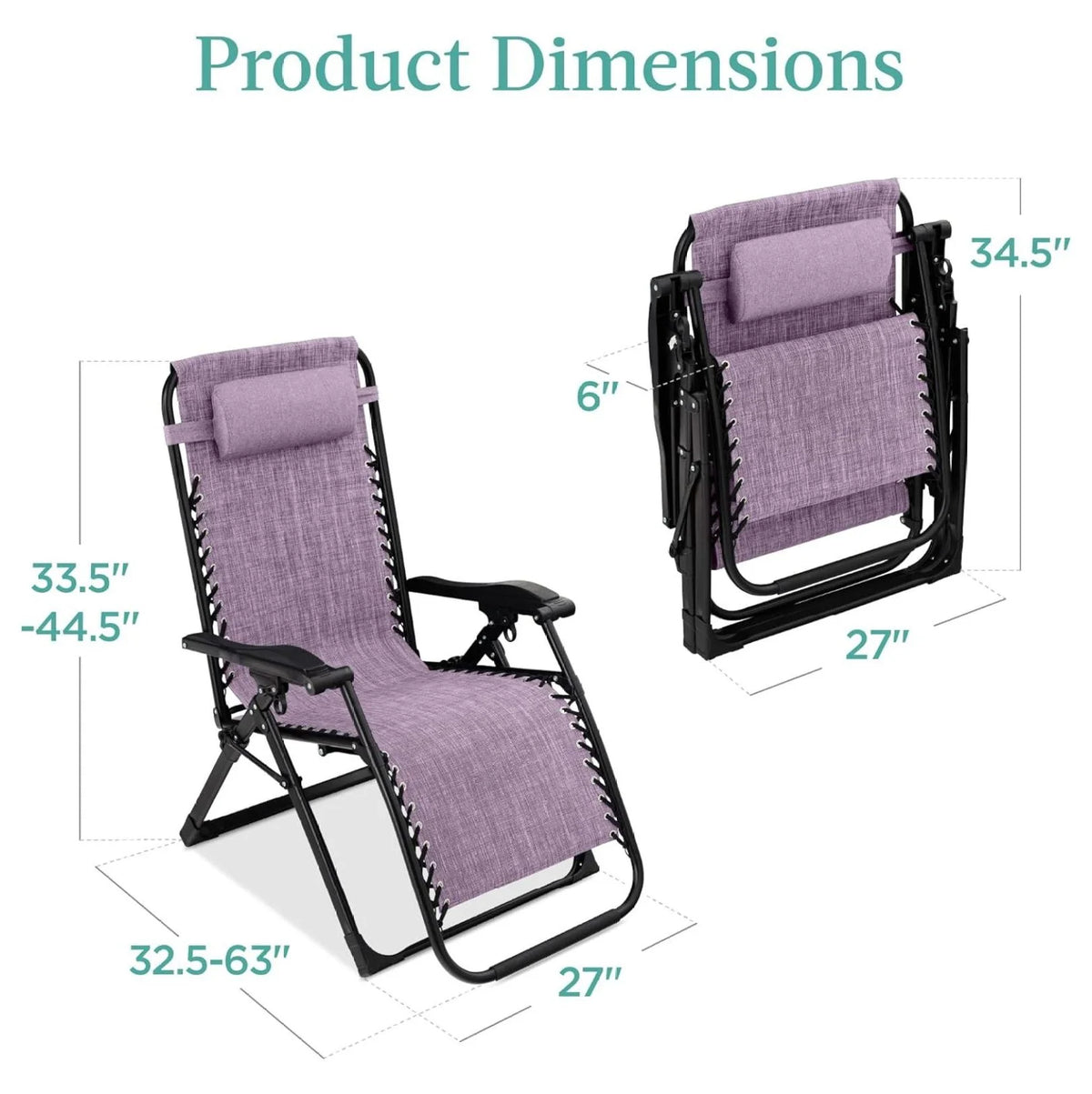 Oversized Chair, Folding Outdoor Patio Recliner, XL Anti Gravity Lounger W/Removable Cushion, Cup Holder, Side Tray, 350 lb Capacity - Taupe
