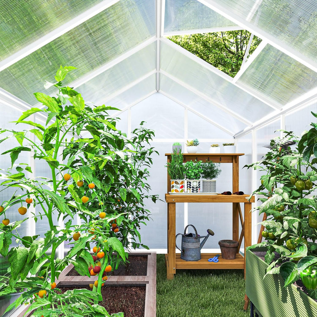 Walk-In Polycarbonate Greenhouse with Aluminum Frame and Roof Vent