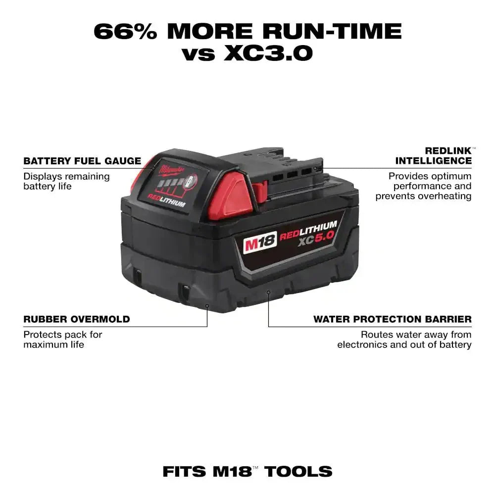 M18 18-VOLT 5.0 ah Lithium-ion Xc Extended Capacity Battery Pack
