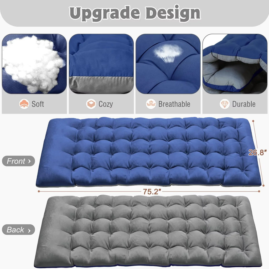 MOPHOTO Lounge Chair with Mattress, Outdoor Chaise Lounge Support 440 lb, Adjustable Portable Heavy Duty Sleeping Cots Bed for Camping, Pool, Beach, Patio