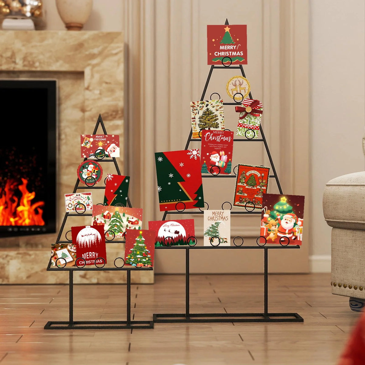 Tangkula 2 Pack Christmas Card Holder for Home Office Party Decoration