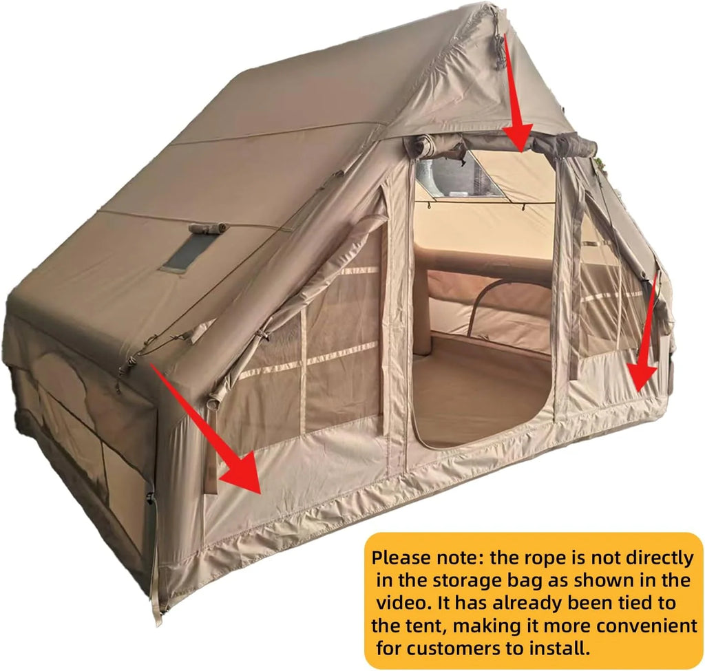 Inflatable 4-Person Camping Tent with Hand Pump