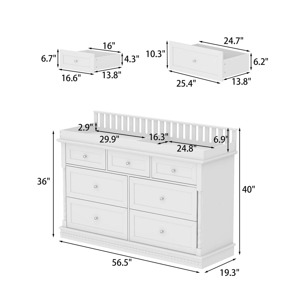 OXYLIFE 45" Baby Nursery Changing Table Dresser with 4 Drawers and Shelf for Nursery Room, White