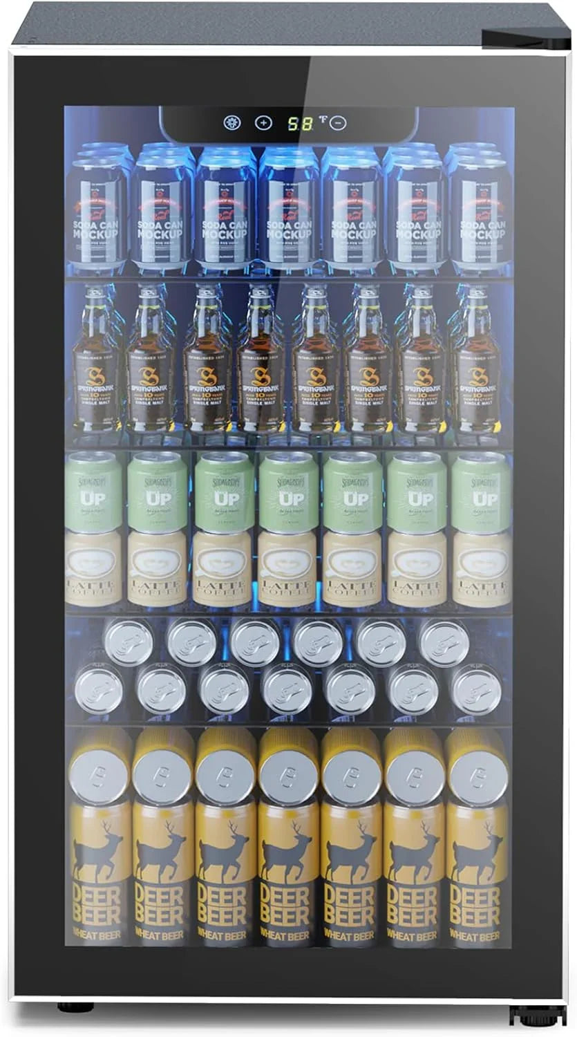 Mini Fridge 130 Can Beverage Refrigerator Cooler, 3.2 Cu.ft Drink Fridge for Soda Wine Beer, Adjustable Temperature Control for Home Office,…