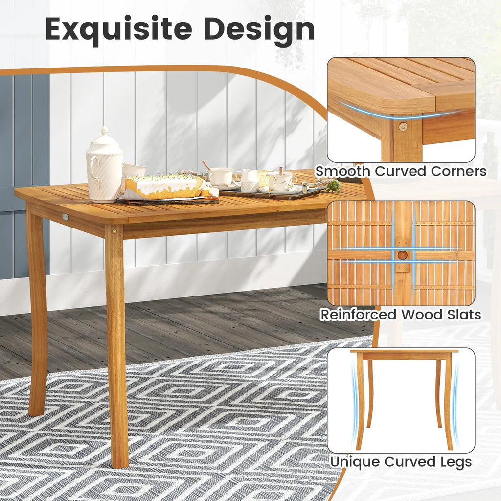 Tangkula 6 Pieces Acacia Wood Patio Dining Set with Bench