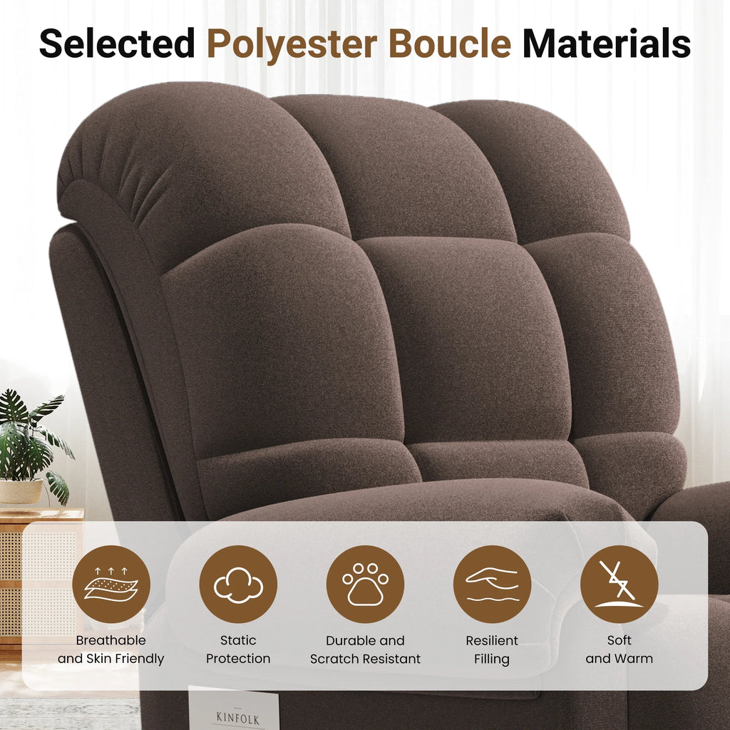 Power Recliner Chair, Electric Recline Sofa Chair for Adults with USB Port, Comfy Teddy Fleece Adjustable Cloud Sofa, Tool - Free Setup, Beige White