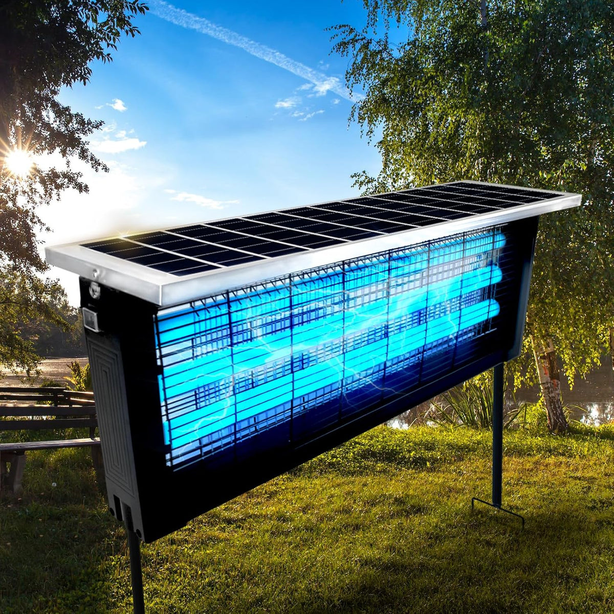 Solar-Powered Rechargeable Outdoor Insect Zapper