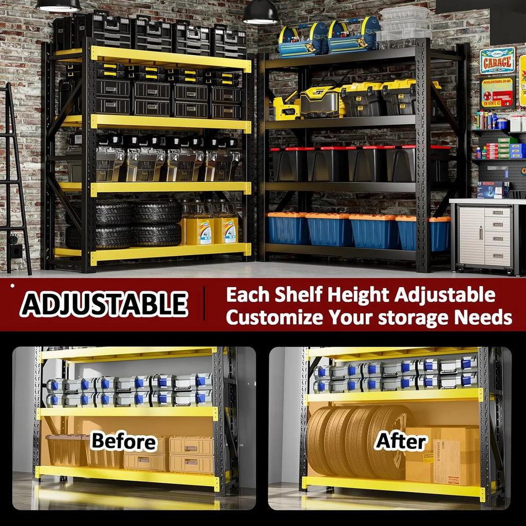 3000 lb Heavy - Duty Garage Shelving, 31.5" W Metal Shelves, 4 - Tier Adjustable Garage Shelving Units, Storage Racks for Warehouse, Workshop