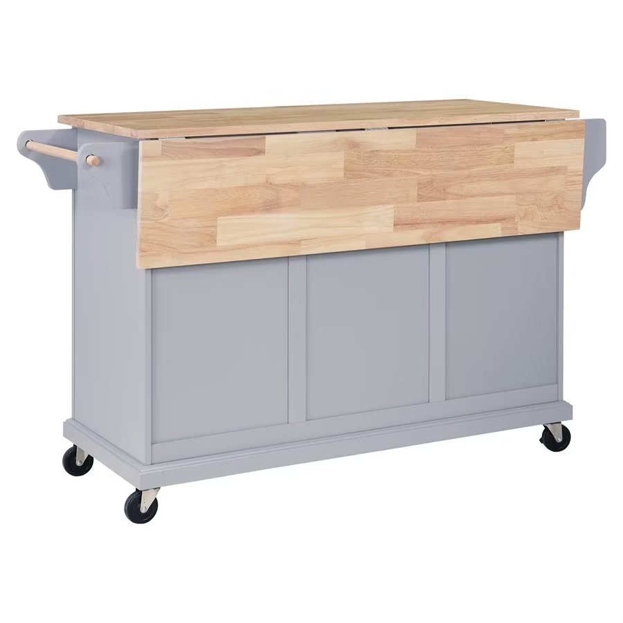Rolling Kitchen Island with Storage, Utility Kitchen Trolley with Drop - Leaf Countertop, Mobile Kitchen Cart with 2 Drawers, 2 Cabinets and Adjustable Shelves for Dining Room, Kitchen
