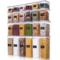 Airtight Food Storage Containers Set, Vtopmart 32pcs Plastic Kitchen and Pantry Organization Canisters, Black