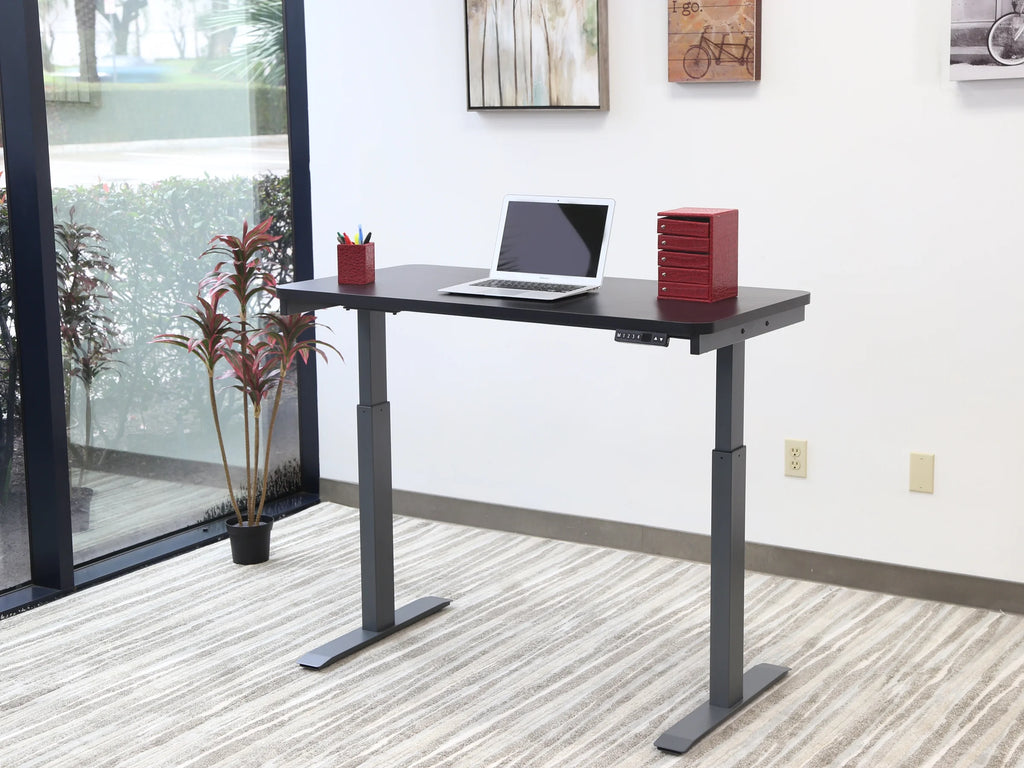 Motionwise Black Electric Height Adjustable Standing Desk, 24?x48", Height Adjustable 28" - 48" with 4 Pre - Set Height Adjustments and USB Charge Port, Multiple Colors