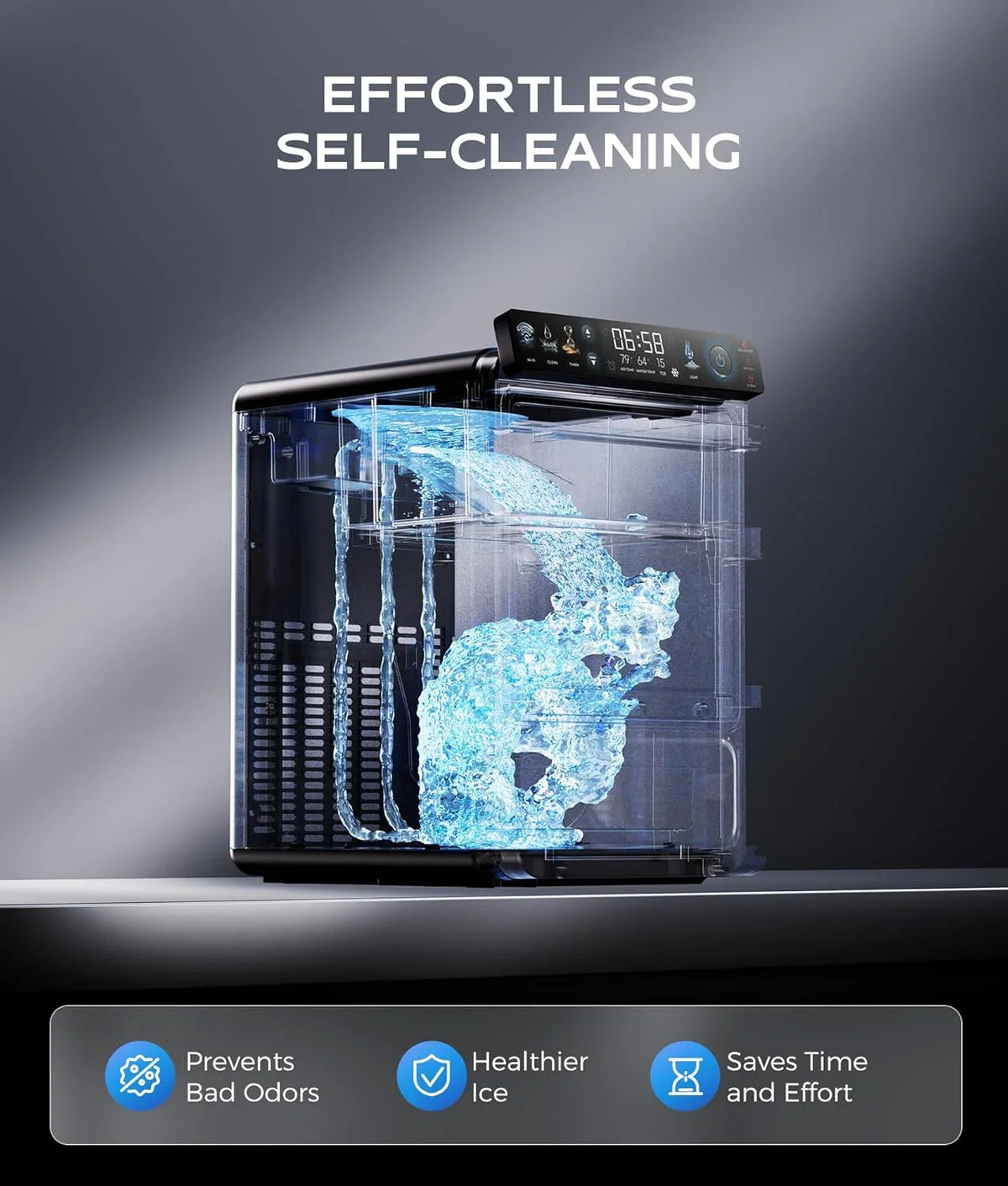 Nugget Ice Maker Countertop, Smart Pebble Ice Machine with App Control, 44 LBS/24H Soft Pellet Chewable Ice with Self-cleaning, Stainless…