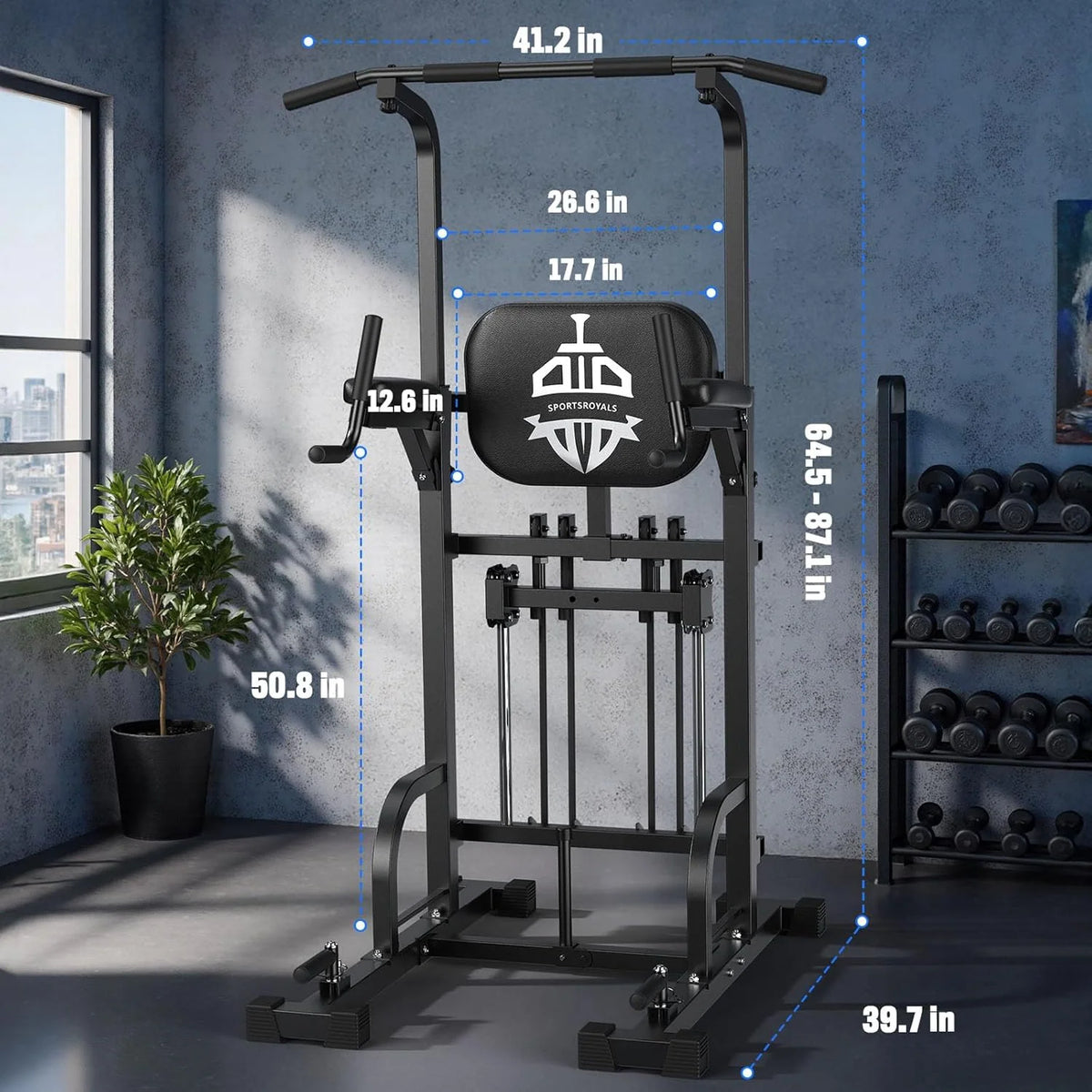 Pull-Up and Dip Power Tower for Home Gym