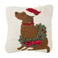 Mud Pie Hook Wool Christmas Dog Pillow, Brown