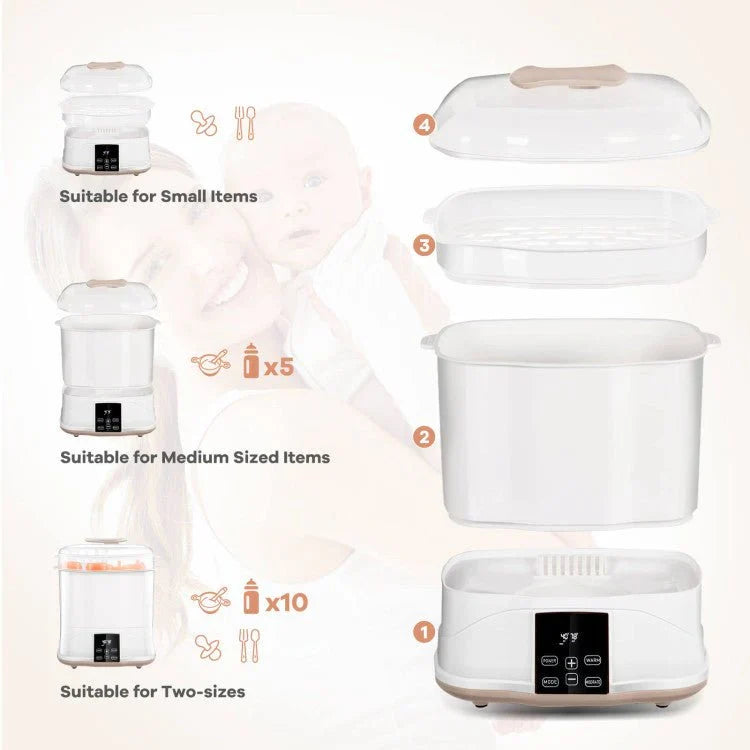 Premium 3-IN-1 Baby Bottle Steam Sterilizer and Dryer with LED Monitor