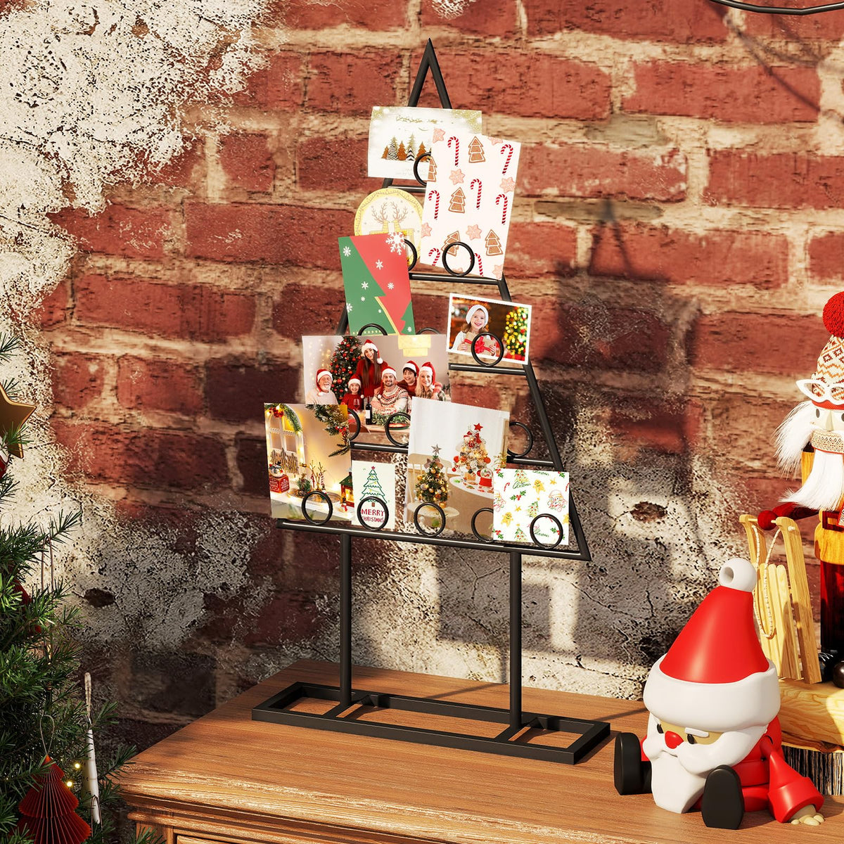 Tangkula 2 Pack Christmas Card Holder for Home Office Party Decoration