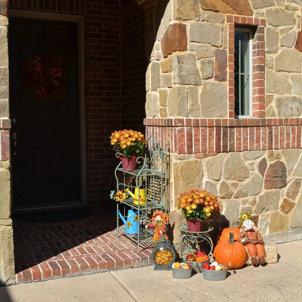 Westcharm 41 in Tall Pre - Assembled Folding Metal Shelf | Plant Stand | Shelving Unit | Bookcase | Outdoor Baker'S Rack with Scrolling Heart & Peacock Tail Motif - Verdigris Green