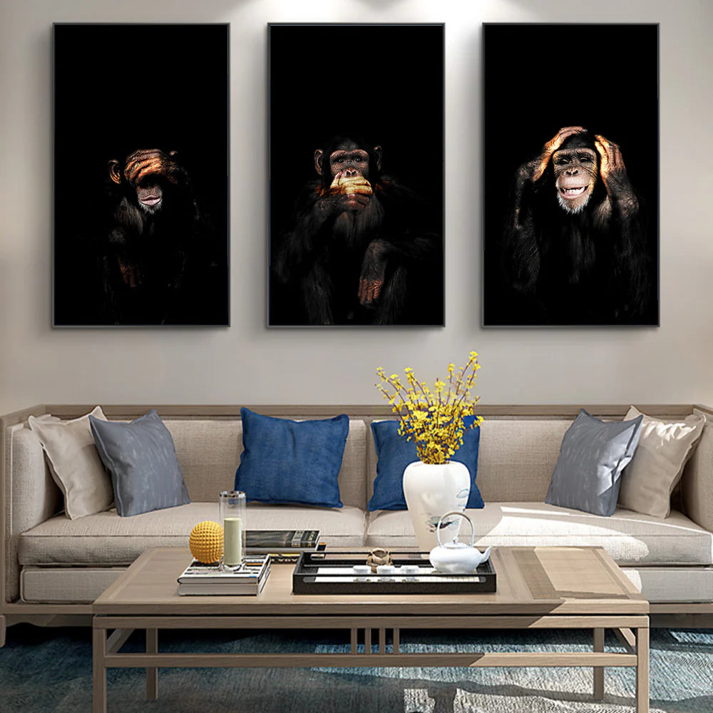 Abstract Monkey Wall Art Canvas – Modern Frameless Decorative Painting
