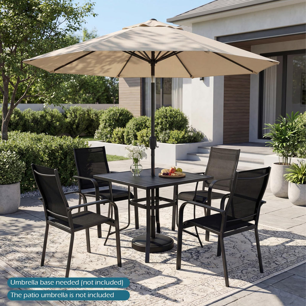 Tangkula 36” Square Patio Dining Table for 4 with Umbrella Hole