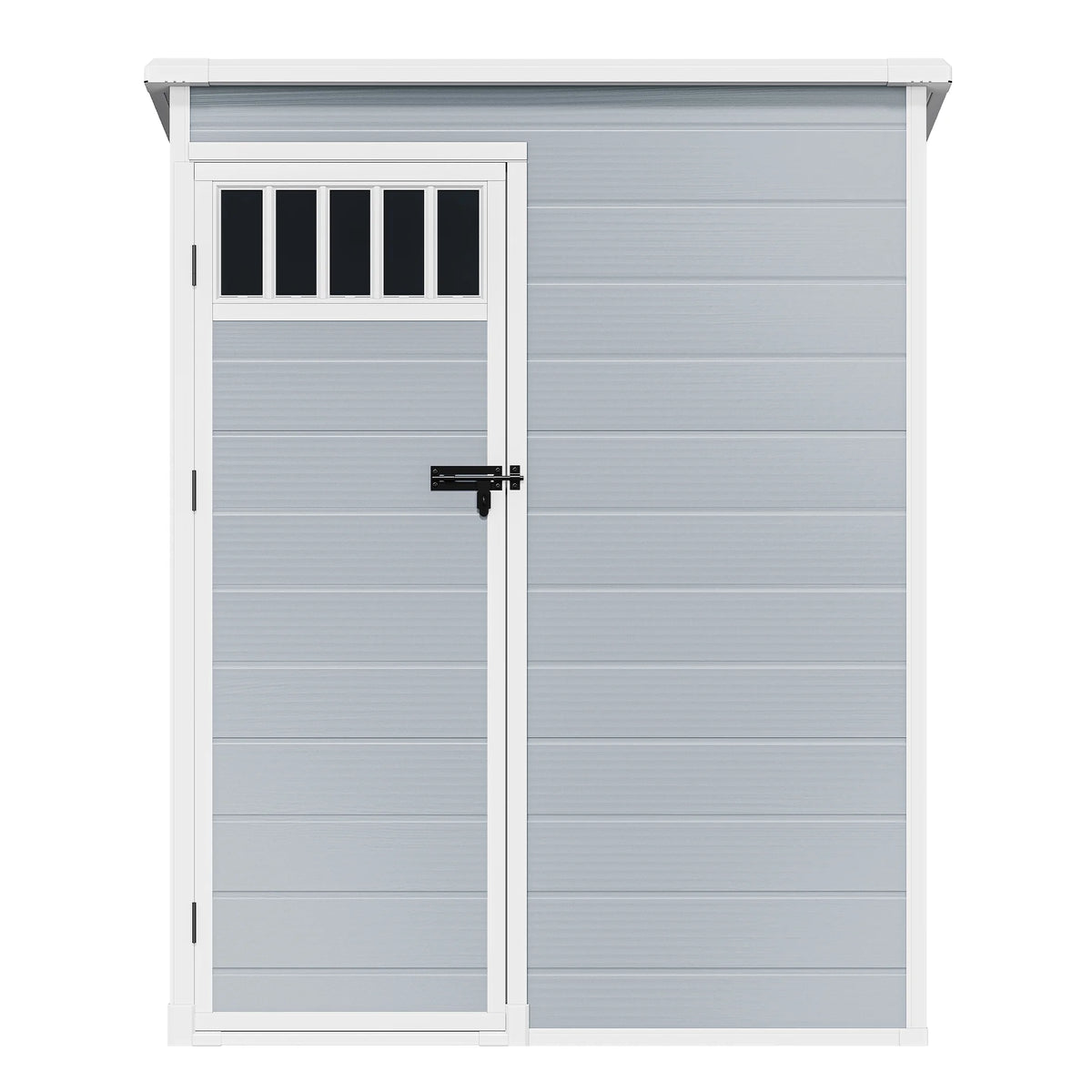 Modfusion 4.62.66.3 Ft Resin Storage Shed with Window, Floor, Plastic Roof, Storage Cabinets for Brooms Vacuum Cleaners Fits 65 to 68 in, Winter Gear Box, Black