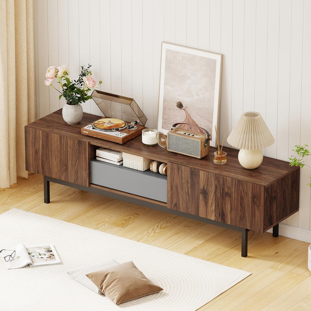 Tangkula Mid Century Modern Large TV Stand for TVs up to 80”