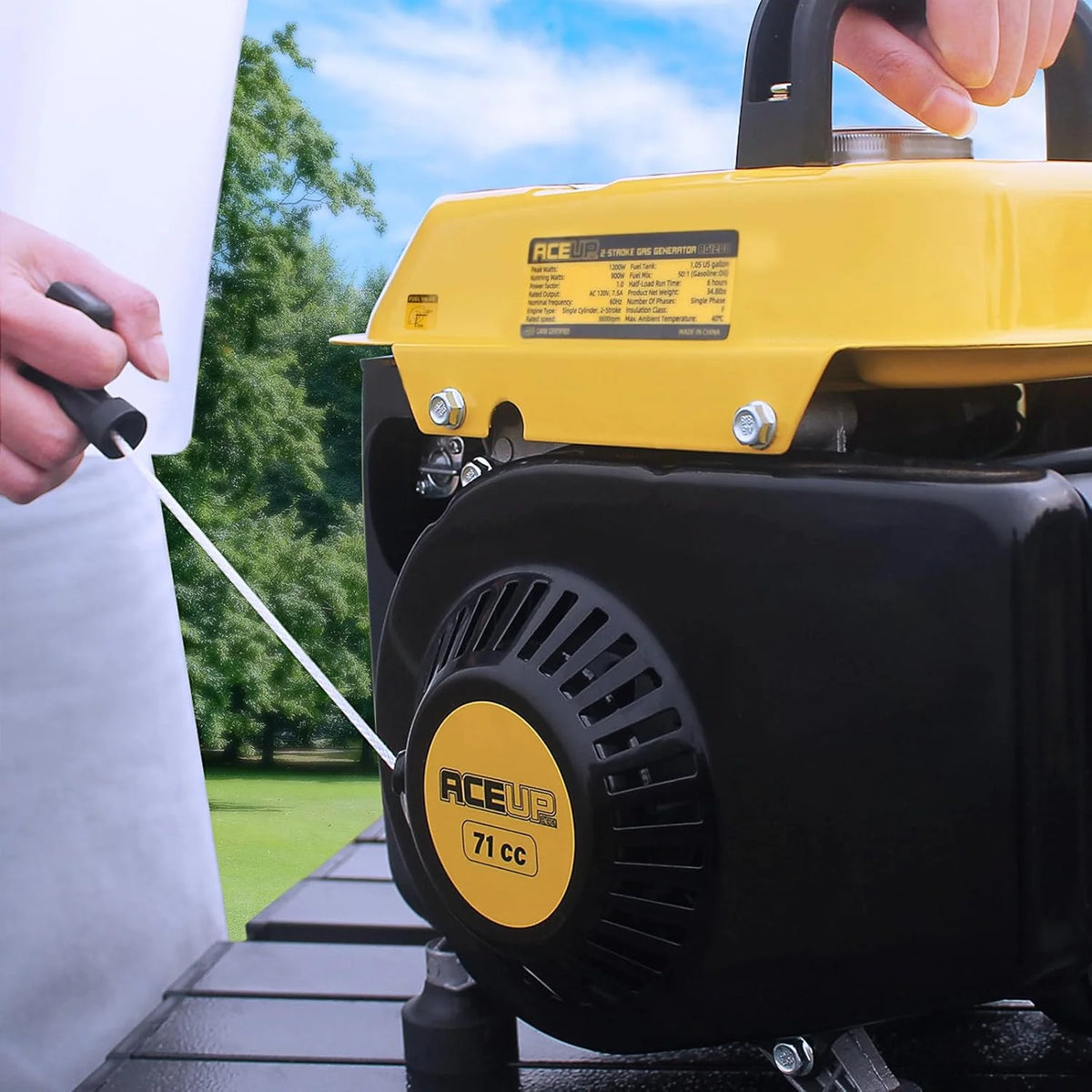 Portable Gas Generator with Recoil Start
