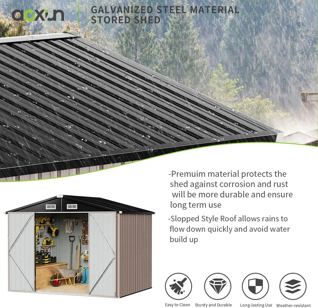 Outdoor Metal Storage Shed with Lockable Door