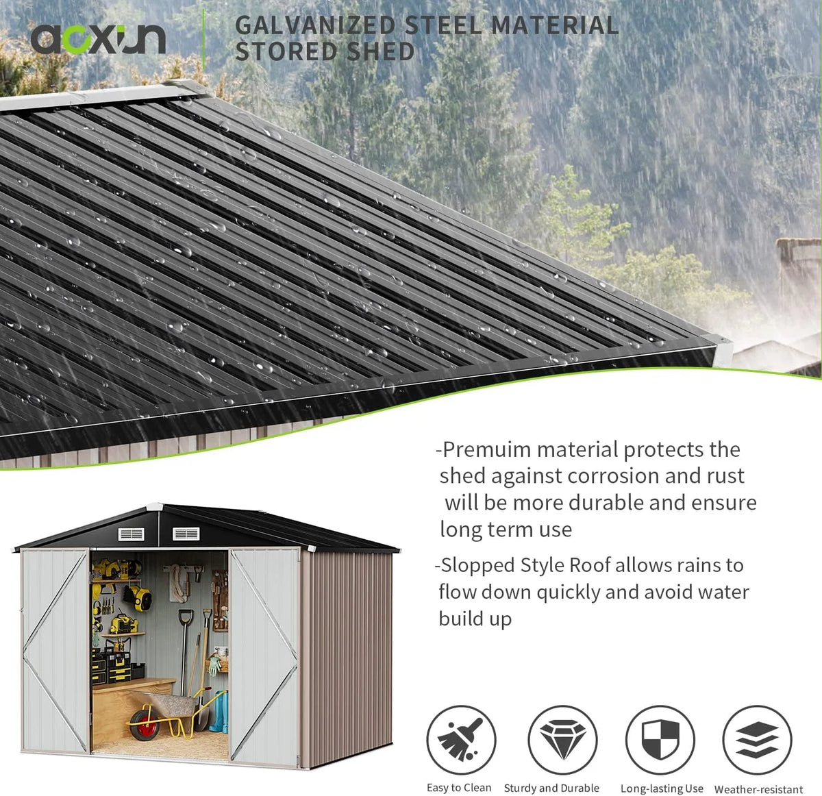 Outdoor Metal Storage Shed with Lockable Door