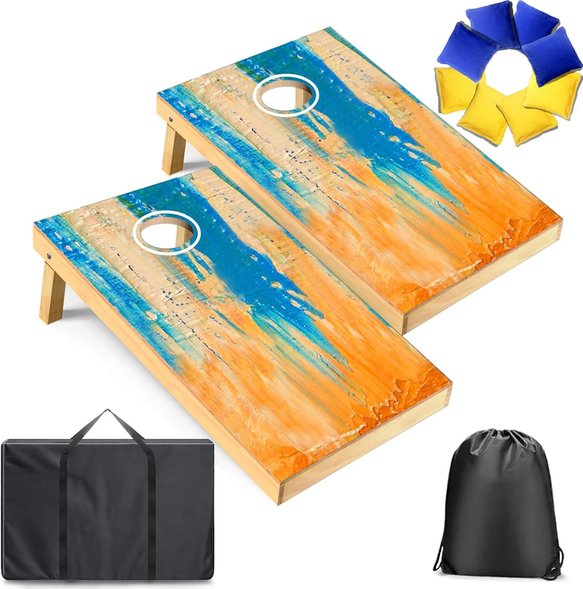 Wood Cornhole Board Set with 8 Bean Bags