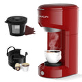Vimukun Single Serve Coffee Maker Coffee Brewer Compatible with K-Cup Single Cup Capsule with 6 to 14oz Reservoir, Mini Size (Red)