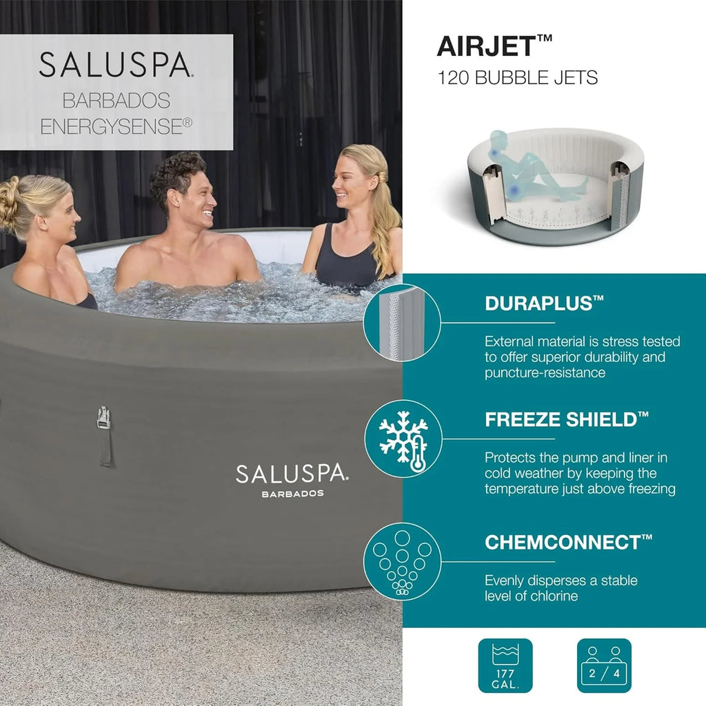 Inflatable Hot Tub Spa (71" X 26") | Portable Hot Tub with 2 Covers (1 Energy-efficient Thermal Cover and 1 Standard Cover) | Fits Up to 2-4…