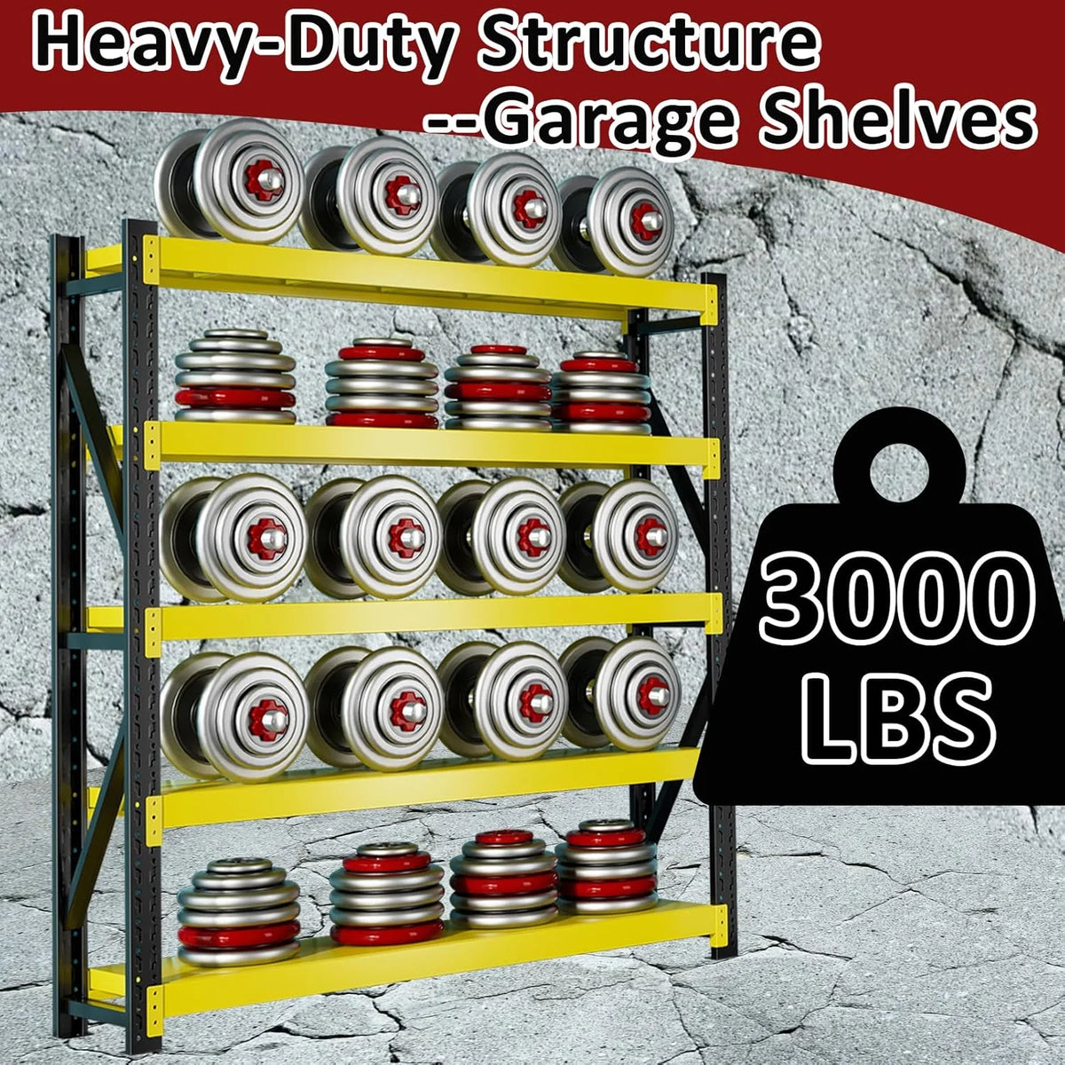 3000 lb Heavy - Duty Garage Shelving, 31.5" W Metal Shelves, 4 - Tier Adjustable Garage Shelving Units, Storage Racks for Warehouse, Workshop