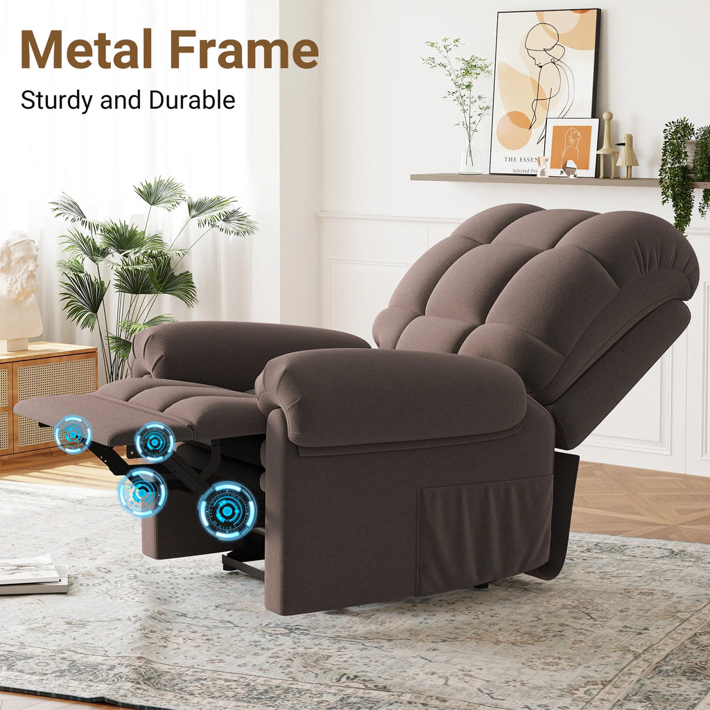 Power Recliner Chair, Electric Recline Sofa Chair for Adults with USB Port, Comfy Teddy Fleece Adjustable Cloud Sofa, Tool - Free Setup, Beige White