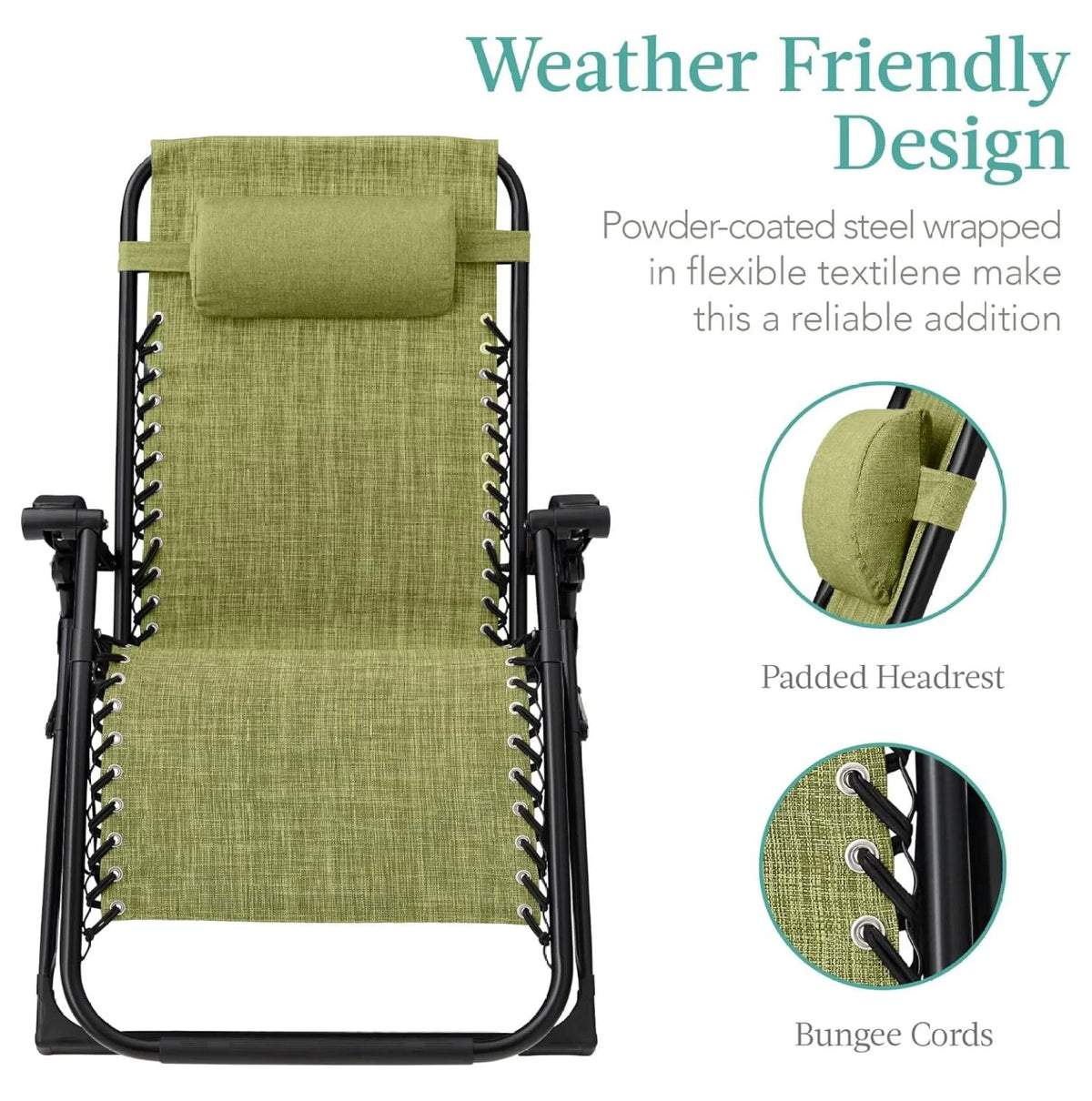 Oversized Chair, Folding Outdoor Patio Recliner, XL Anti Gravity Lounger W/Removable Cushion, Cup Holder, Side Tray, 350 lb Capacity - Taupe
