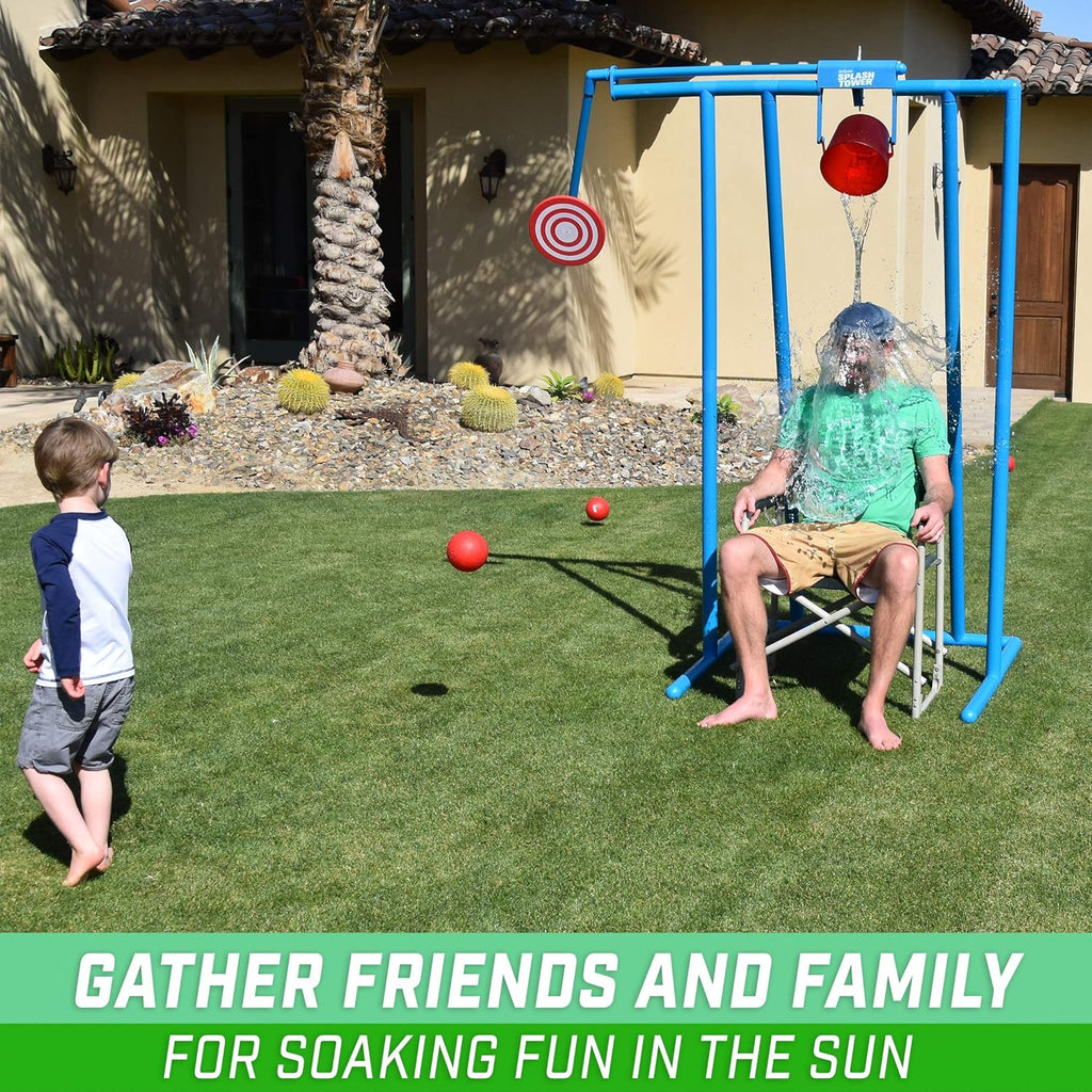 Outdoor Water Dunk Game Set with Splash Tower
