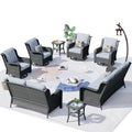 Ovios 8 - Piece Wicker Outdoor Sectional Patio Set with Swivel Chairs and Loveseat, Gray