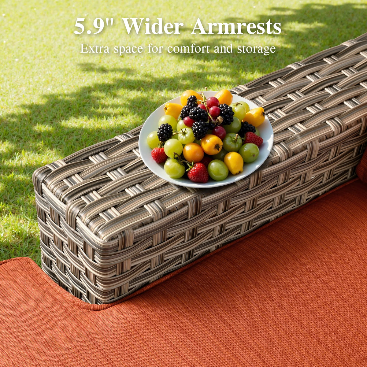 Ovios 10 Pieces Outdoor Patio Furniture Modern High - Back All - Weather Wicker Sectional Conversation Set with Propane Fire Pit Table & Swivel Chair, Dark Gray