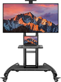 Perlesmith Rolling Mobile TV Cart with Wheels for 32 82 Inch Lcd LED 4K Flat Screen Tvs TV Floor Stand with Shelf Holds Up to 100 lbs Height