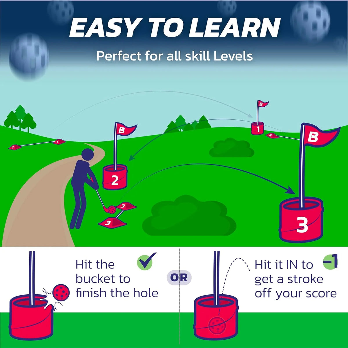 Portable 9-Hole Outdoor Golf Game Set with 2 Clubs