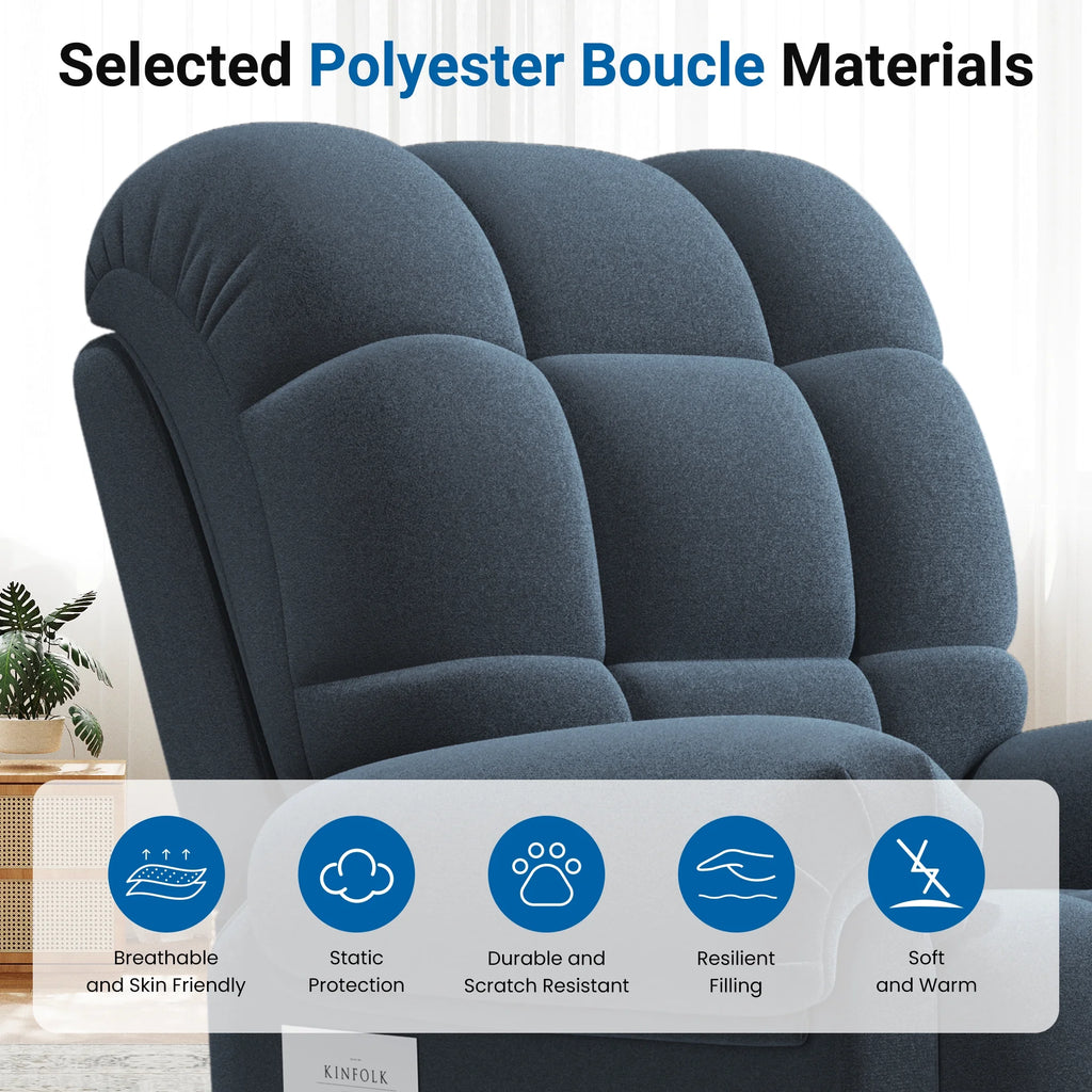 Power Recliner Chair, Electric Recline Sofa Chair for Adults with USB Port, Comfy Teddy Fleece Adjustable Cloud Sofa, Tool - Free Setup, Beige White