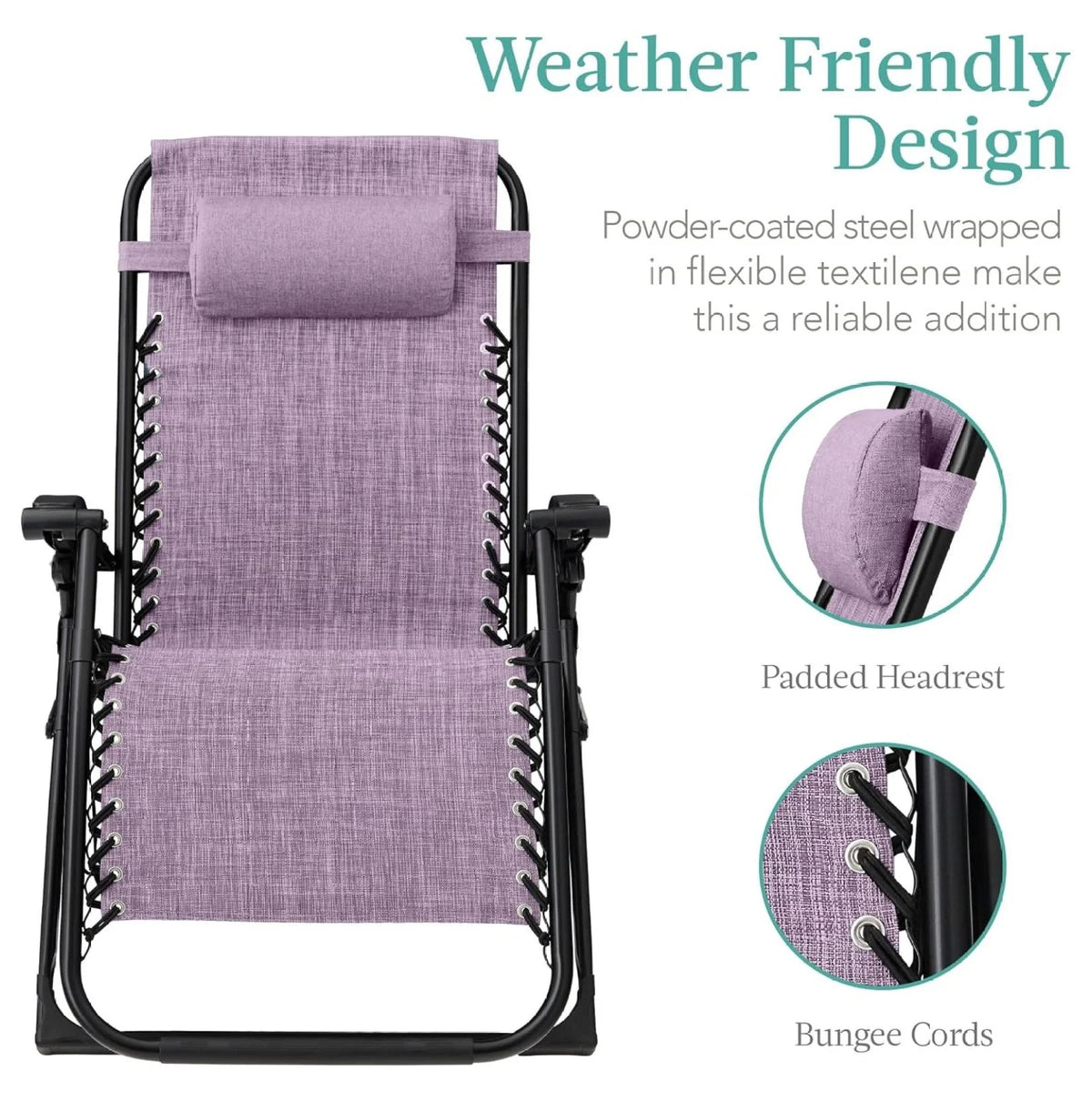 Oversized Chair, Folding Outdoor Patio Recliner, XL Anti Gravity Lounger W/Removable Cushion, Cup Holder, Side Tray, 350 lb Capacity - Taupe