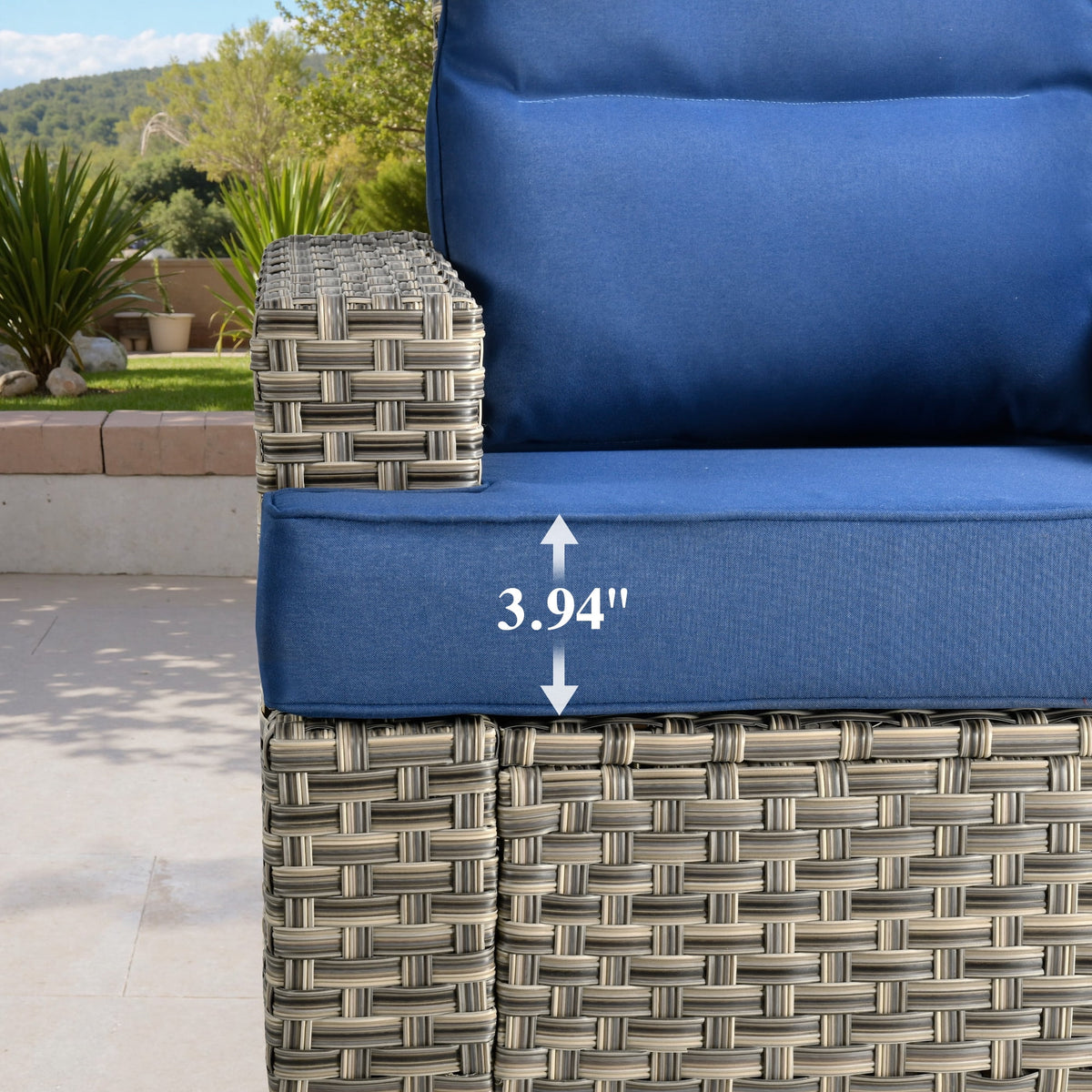 Ovios 10 Pieces Outdoor Patio Furniture Modern High - Back All - Weather Wicker Sectional Conversation Set with Propane Fire Pit Table & Swivel Chair, Dark Gray