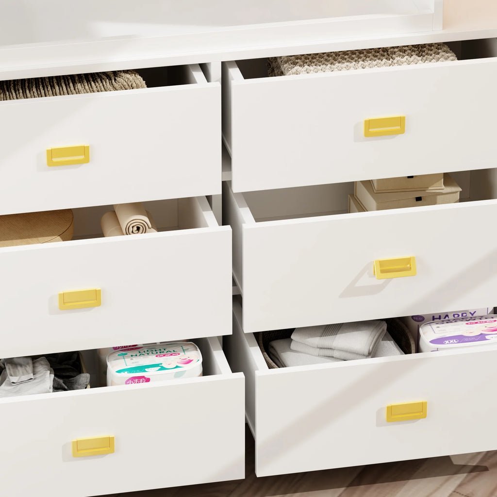 OXYLIFE 45" Baby Nursery Changing Table Dresser with 4 Drawers and Shelf for Nursery Room, White
