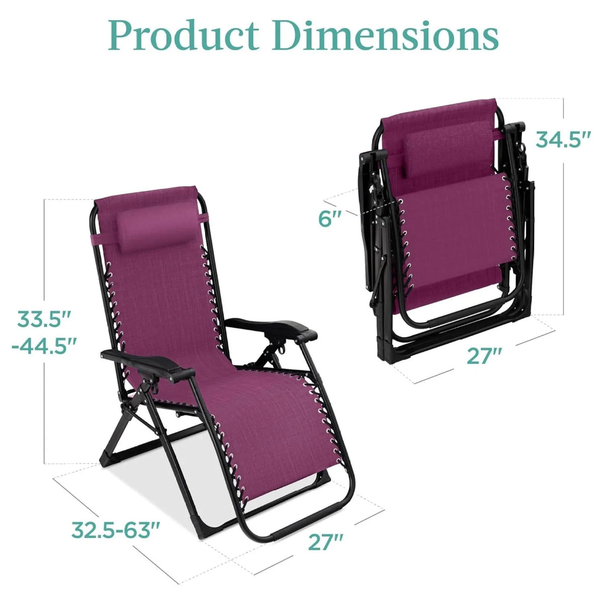 Oversized Chair, Folding Outdoor Patio Recliner, XL Anti Gravity Lounger W/Removable Cushion, Cup Holder, Side Tray, 350 lb Capacity - Taupe