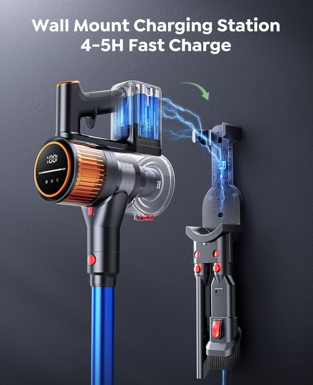 X9 Cordless Stick Vacuum Cleaner, 550W with Wall-Mount Charger