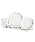 Tabletops Unlimited Curves Square 12-pc Dinnerware Set, White