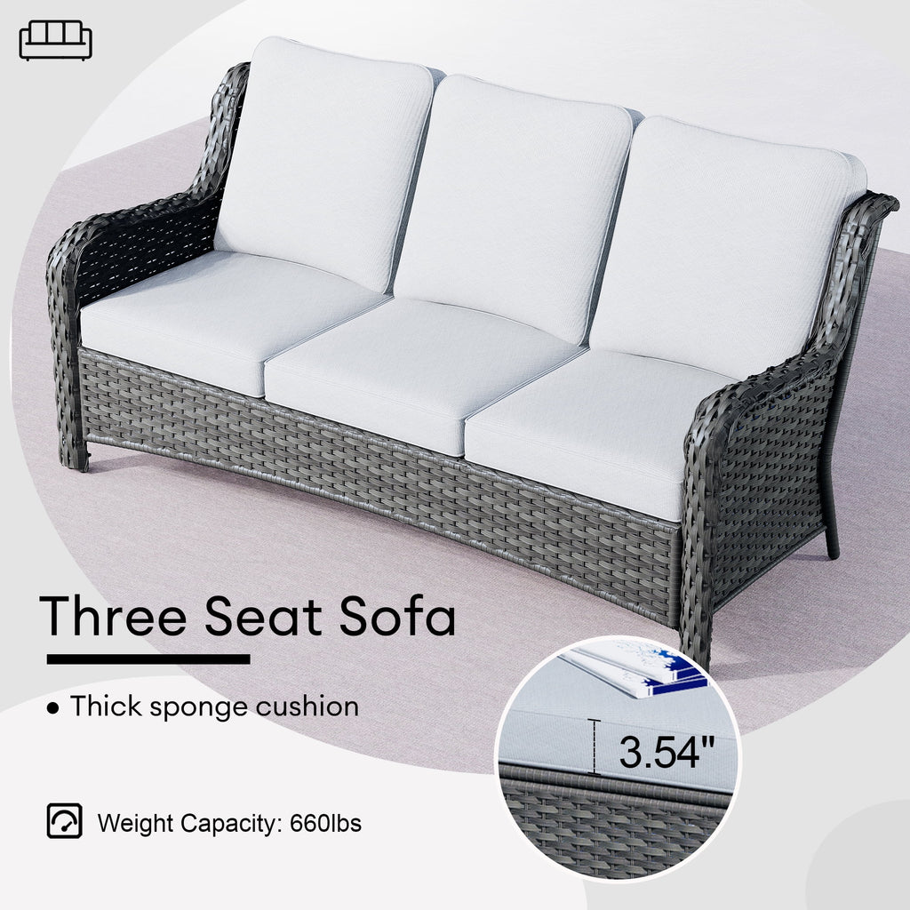 Ovios 8 - Piece Wicker Outdoor Sectional Patio Set with Swivel Chairs and Loveseat, Gray