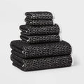 New - 6pc Boho Bath Towels and Washcloths Set Black - Threshold