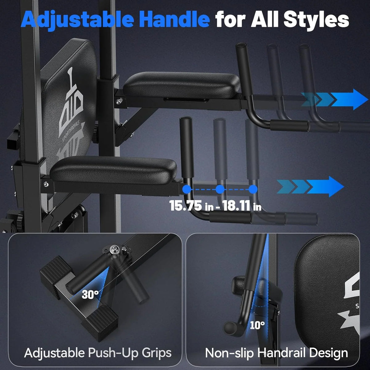 Pull-Up and Dip Power Tower for Home Gym